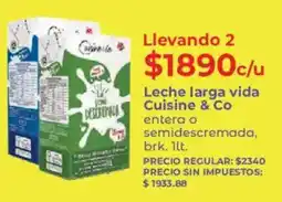 Supermercados Vea Cuisine & Co leche larga vida entera o semidescremada oferta