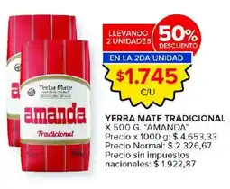Carrefour Amanda yerba mate tradicional oferta
