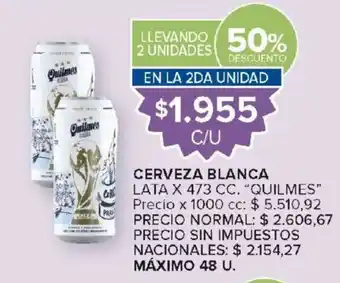 Carrefour Quilmes cerveza blanca oferta