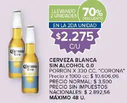 Carrefour Corona cero cerveza blanca sin alcohol 0.0 oferta