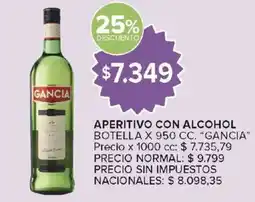 Carrefour Gancia aperitivo con alcohol oferta