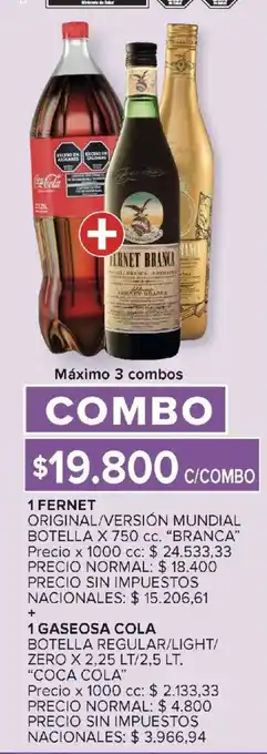 Carrefour Fernet branca gaseosa cola oferta