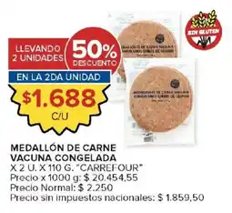 Carrefour Carrefour medallón de carne vacuna congelada oferta