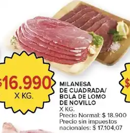 Carrefour Milanesa de cuadrada/ bola de lomo de novillo oferta