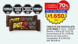 Carrefour Shot tableta de chocolate con maní oferta