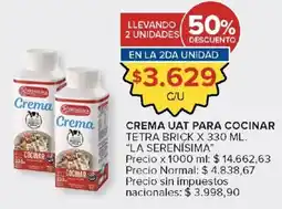 Carrefour La serenisima crema uat para cocinar oferta