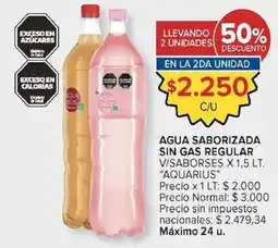 Carrefour Market Aquarius agua saborizada sin gas regular oferta