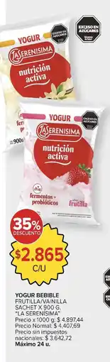 Carrefour Market La serenisima yogur bebible frutilla/vainilla oferta