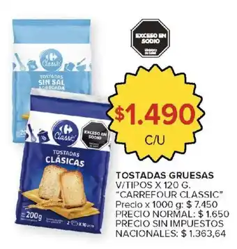 Carrefour Carrefour classic tostadas gruesas oferta