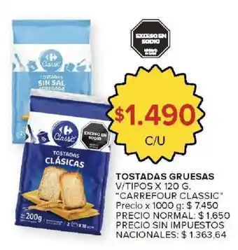 Carrefour Market Carrefour classic tostadas gruesas oferta