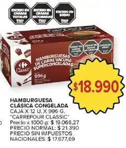 Carrefour Market Carrefour classic hamburguesa clásica congelada oferta