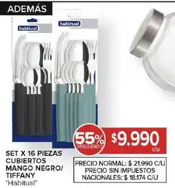 Carrefour Habitual cubiertos mango negro/ tiffany oferta