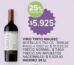 Carrefour Emilia vino tinto malbec oferta