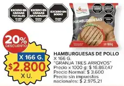Carrefour Granja tres arroyos hamburguesas de pollo congeladas oferta