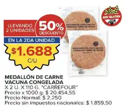 Carrefour Carrefour medallón de carne vacuna congelada oferta