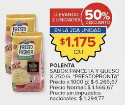 Carrefour Prestopronta polenta sabor panceta y queso oferta