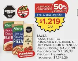 Carrefour Knorr salsa tipo casera pizza/filetto/pomarola tradicional oferta