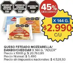 Carrefour Adler queso feteado mozzarella/danbo/cheddar oferta