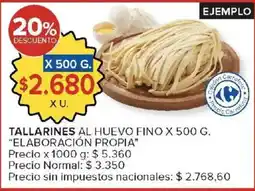 Carrefour Tallarines al huevo fino oferta