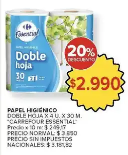 Carrefour Carrefour essential papel higiénico doble hoja oferta