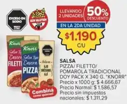 Carrefour Market Knorr - salsa pizza / filetto / pomarola tradicional oferta