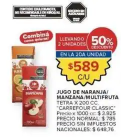 Carrefour Market Carrefour - jugo de naranja/manzana/multifruta oferta
