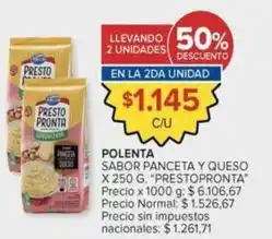 Carrefour Market Polenta sabor panceta y queso oferta