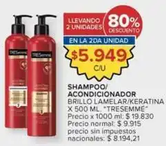 Carrefour Market Tresemmé - shampoo/ acondicionador brillo lamelar/keratina oferta