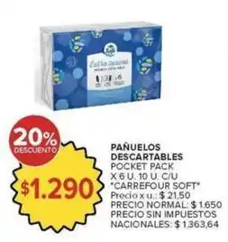 Carrefour Market Carrefour - pañuelos descartables pocket pack oferta