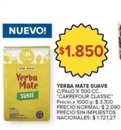 Carrefour Market Suave - yerba mate c/palo oferta