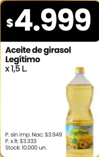 Changomas Legítimo aceite de girasol oferta