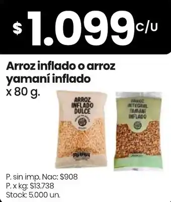 Arroz inflado o arroz yamaní inflado