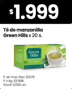 Changomas Green Hills té de manzanilla oferta