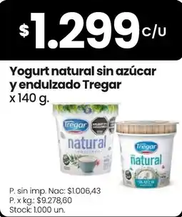 Changomas Tregar yogurt natural sin azúcar y endulzado oferta