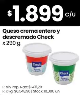 Changomas Check queso crema entero y descremado oferta