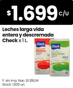 Changomas Check leches larga vida entera y descremada oferta