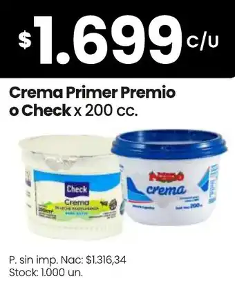 Changomas Primer Premio o Check crema oferta