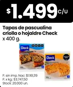Changomas Check tapas de pascualina criolla o hojaldre oferta