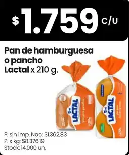 Changomas Lactal pan de hamburguesa o pancho oferta