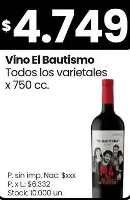 Changomas El Bautismo vino todos los varietales oferta