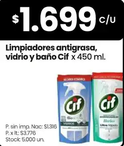 Changomas Cif limpiadores antigrasa, vidrio y baño oferta