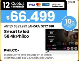 Changomas Philco smart tv led 58 4k oferta