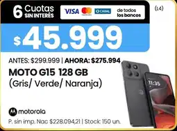 Changomas Motorola moto g15 128 gb oferta