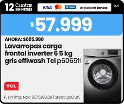 Changomas TCL lavarropas carga frontal inverter 65 kg gris effiwash oferta