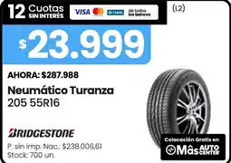 Changomas Bridgestone neumático turanza 205 55R16 oferta