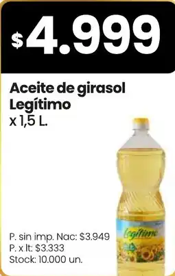 Changomas Legítimo aceite de girasol oferta