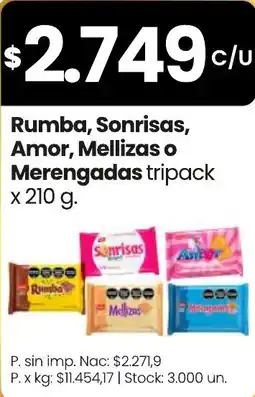 Changomas Rumba, Sonrisas, Amor, Mellizas o Merengadas tripack oferta