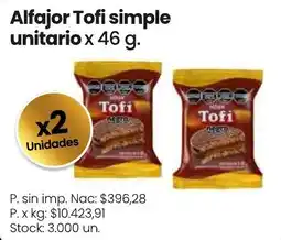 Changomas Alfajor tofi simple oferta