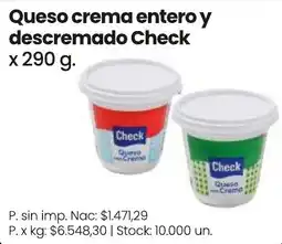 Changomas Check queso crema entero y descremado oferta