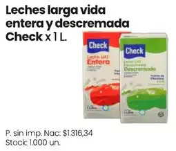 Changomas Check leches larga vida entera y descremada oferta